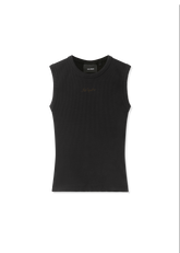 Scoop Ribbed Tank - Black