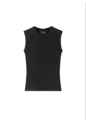 Scoop Ribbed Tank - Black
