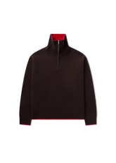Trace Half Zip Sweater - Dark Brown/Red