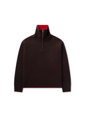 Trace Half Zip Sweater - Dark Brown/Red