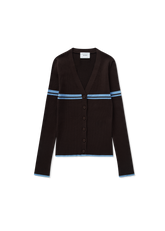 Fleur Cardigan - Dark Brown/Light Blue