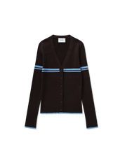 Fleur Cardigan - Dark Brown/Light Blue