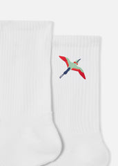 Bee Bird Tube Socks - White
