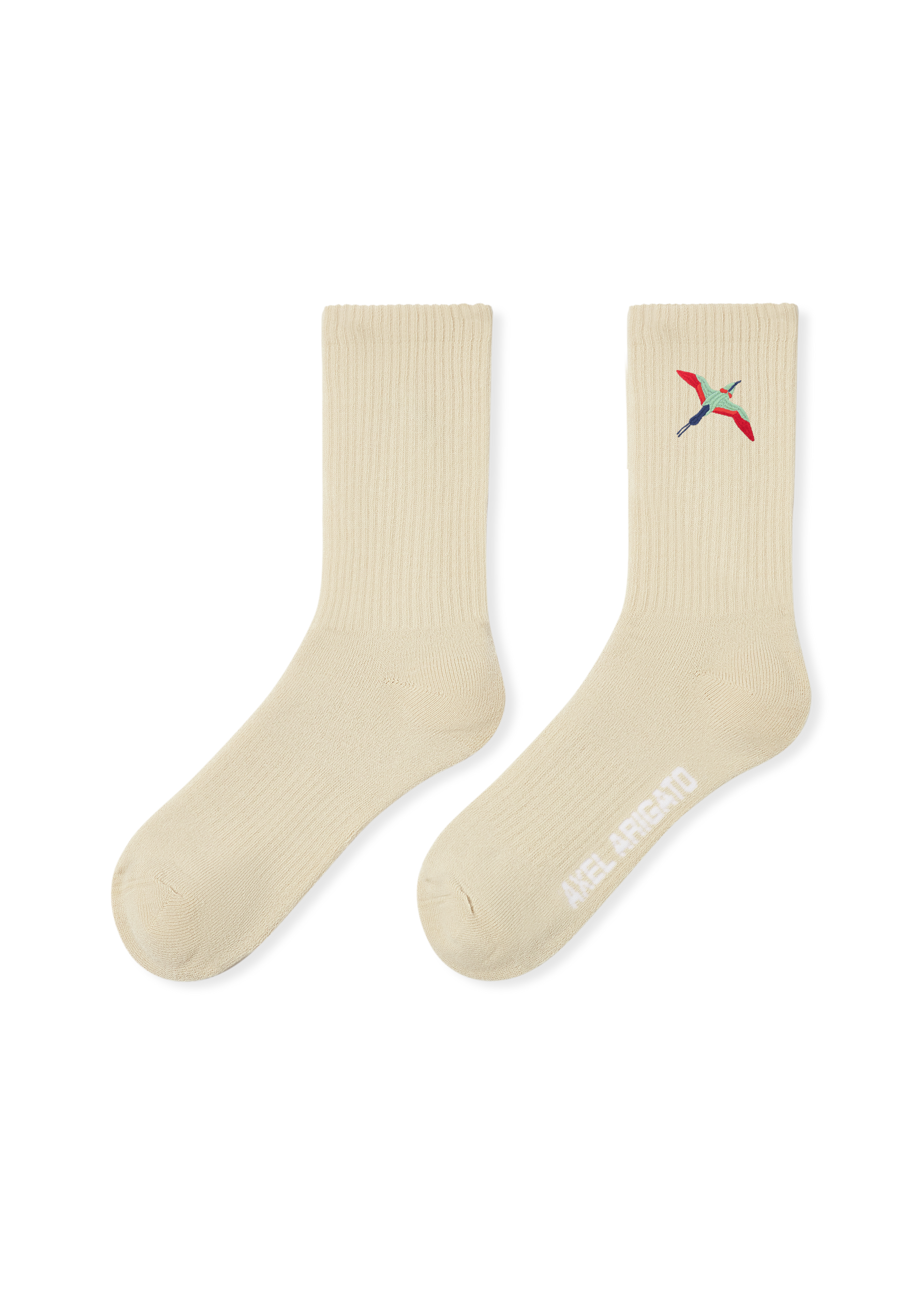 Bee Bird Tube Socks - Pale Beige