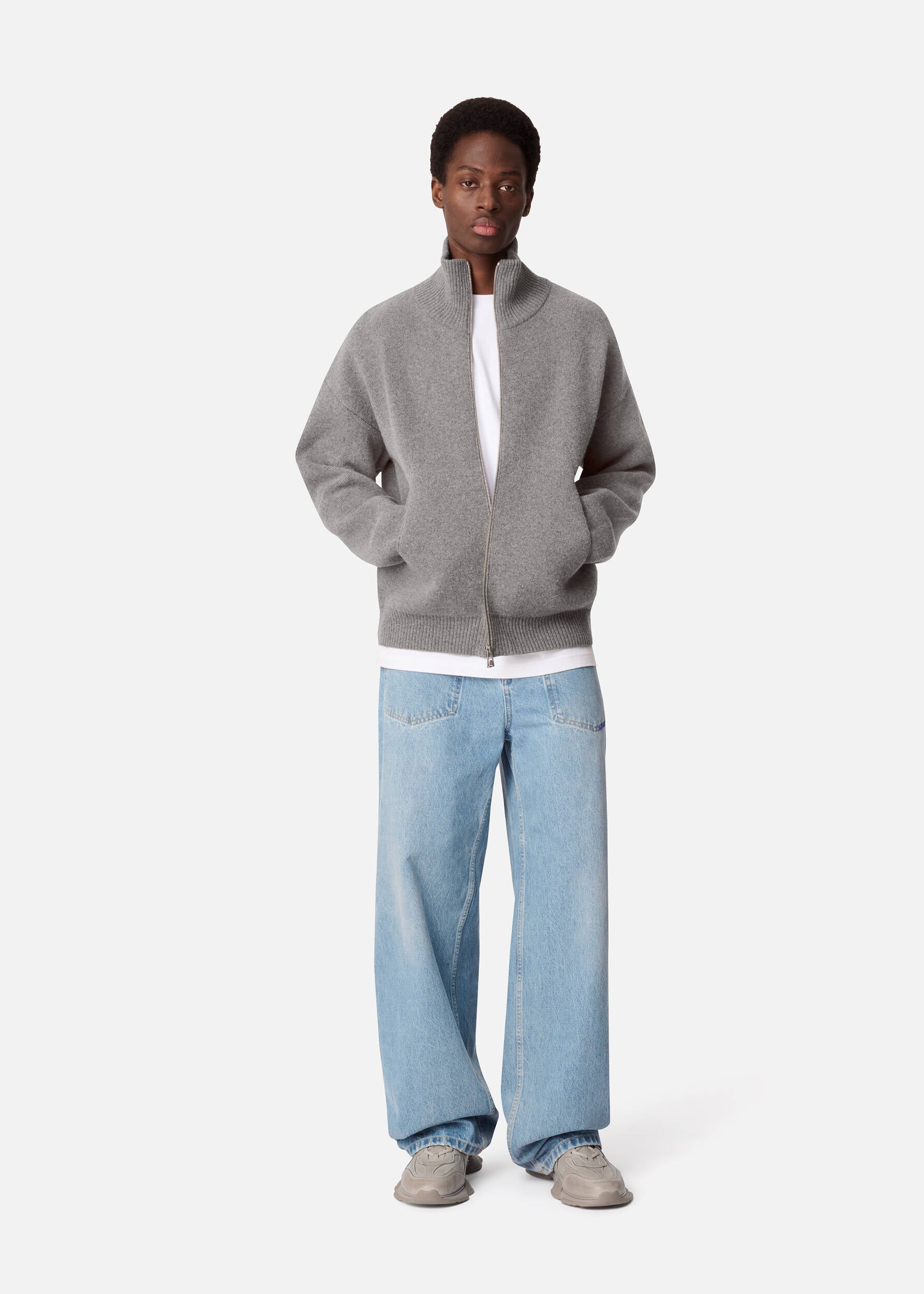 Core Zip-Up Sweater - Grey Melange