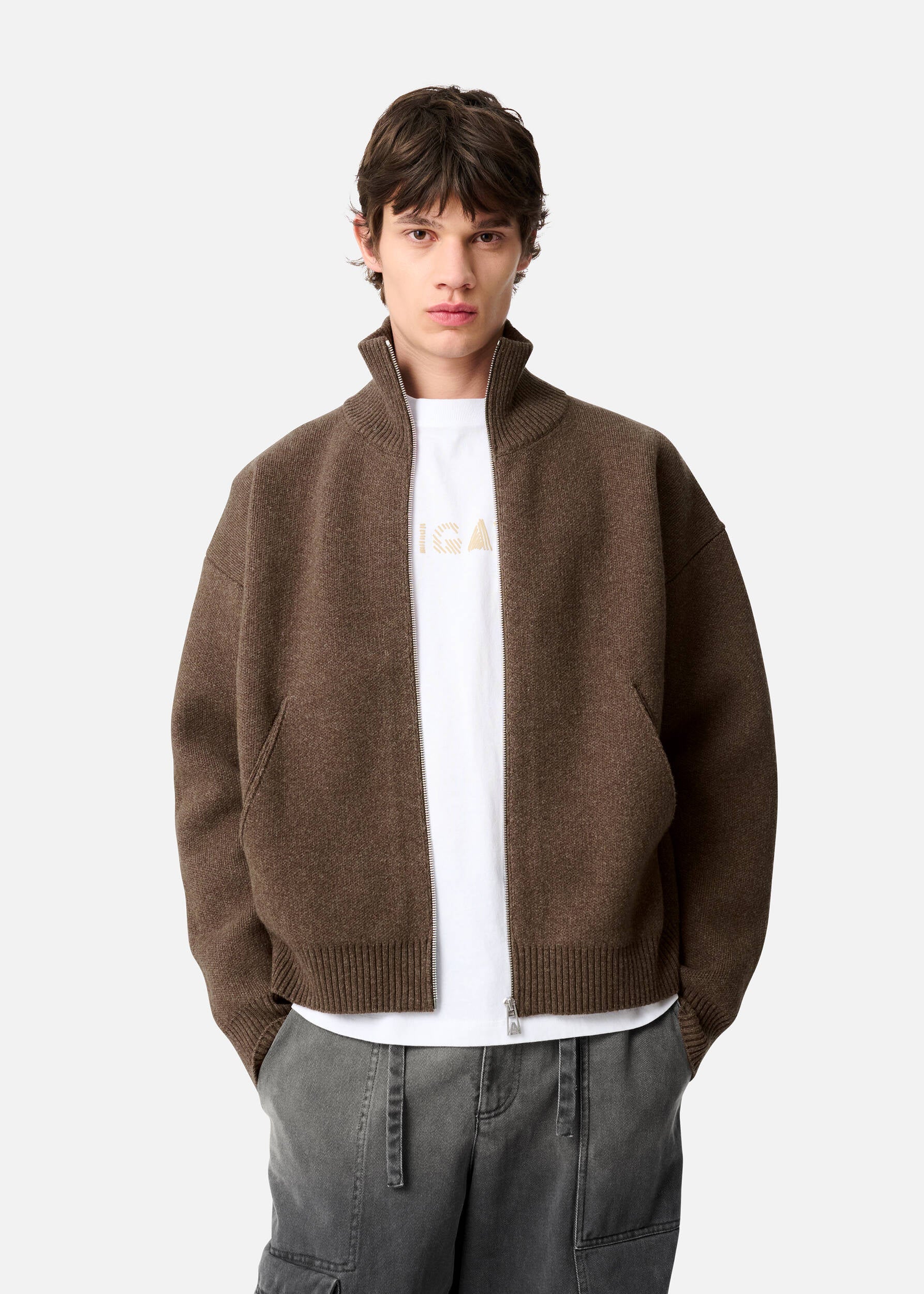 Core Zip-Up Sweater - Dark Brown