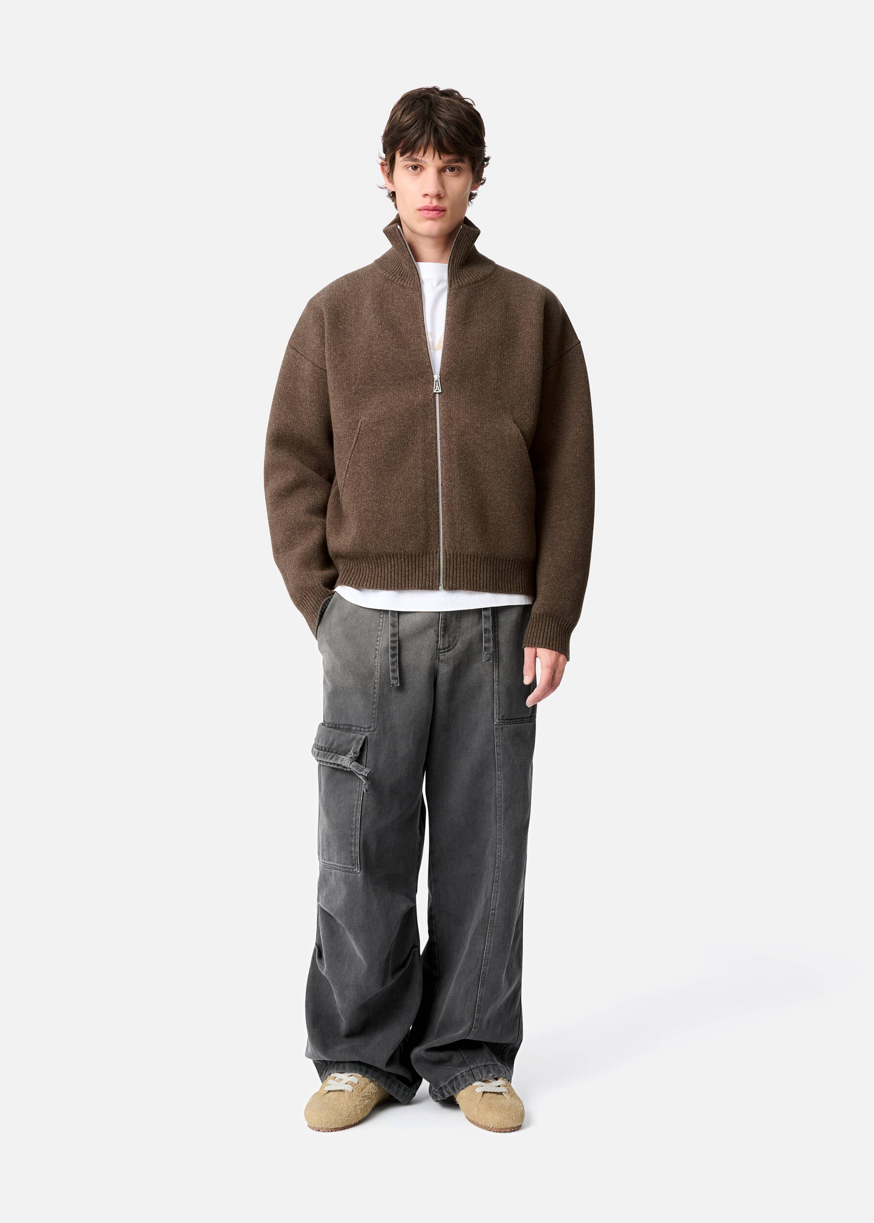 Core Zip-Up Sweater - Dark Brown