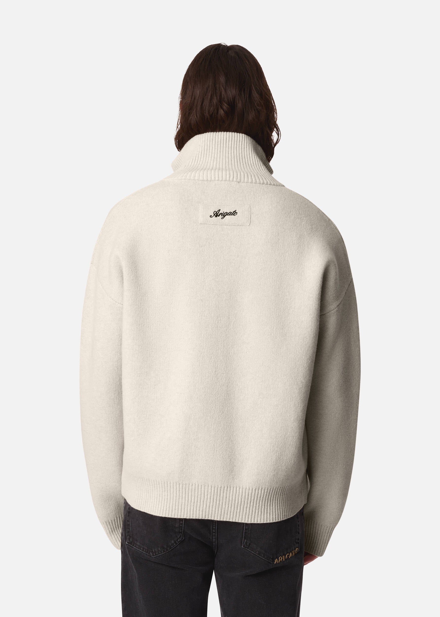 Core Zip-Up Sweater - Light Beige