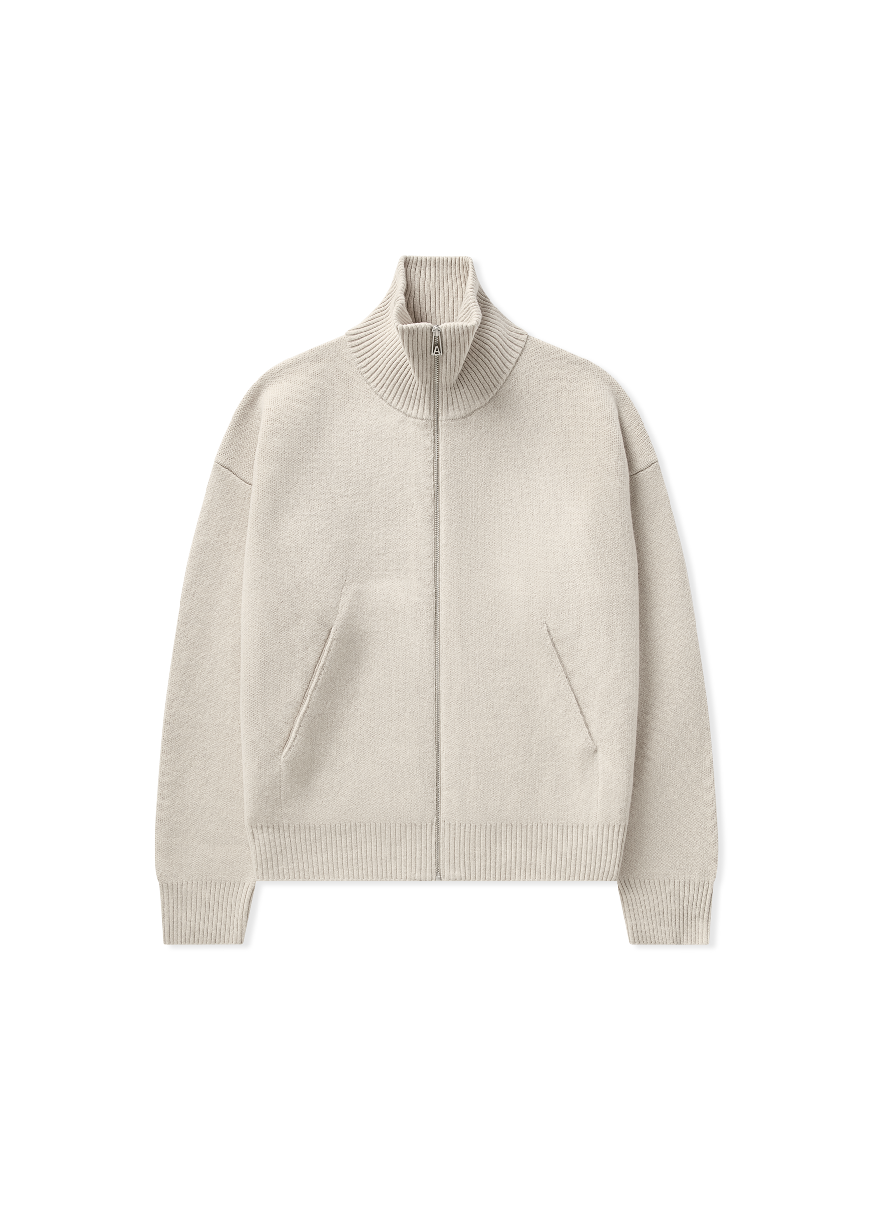 Core Zip-Up Sweater - Light Beige
