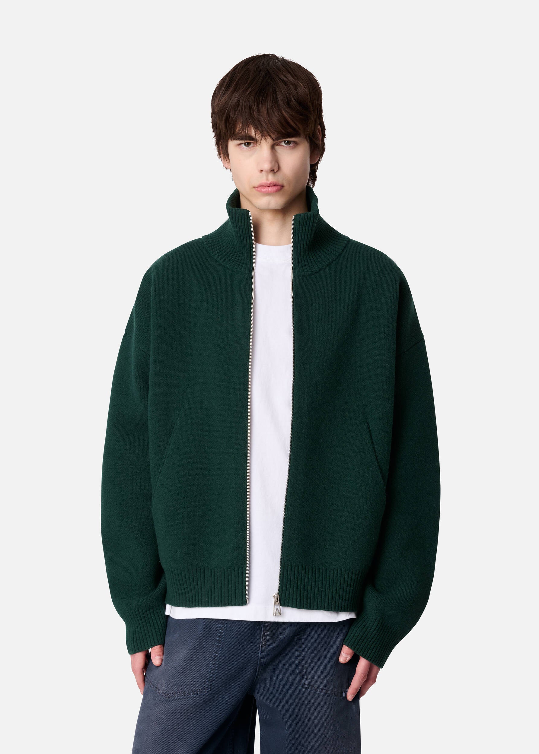 Core Zip-Up Sweater - Dark Green