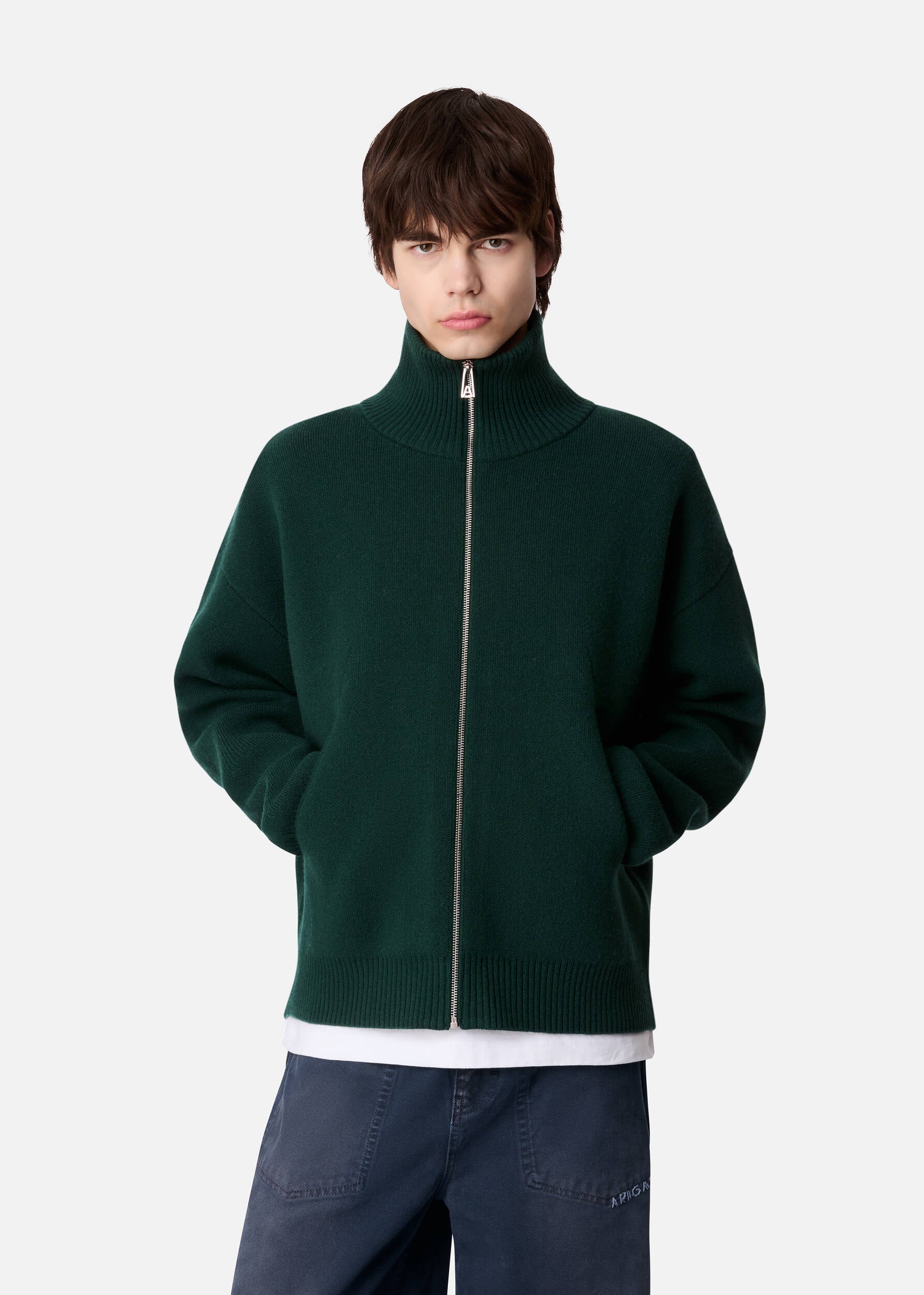 Core Zip-Up Sweater - Dark Green