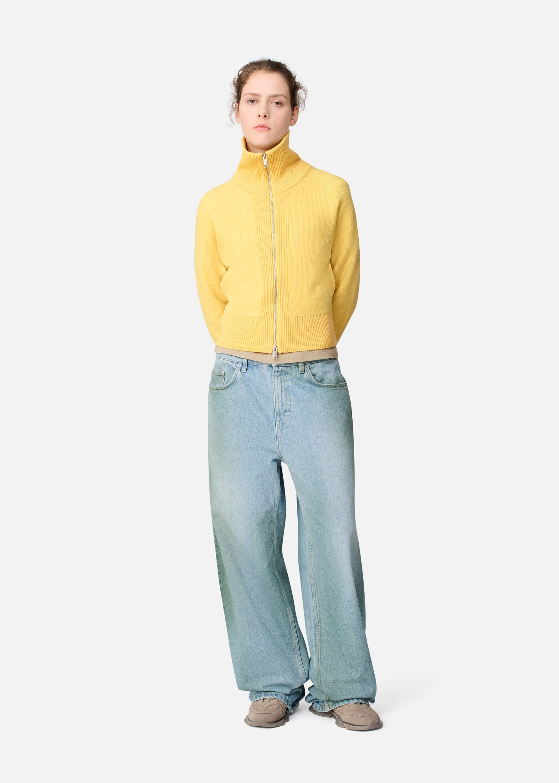 Verve Zip-Up Cardigan - Yellow