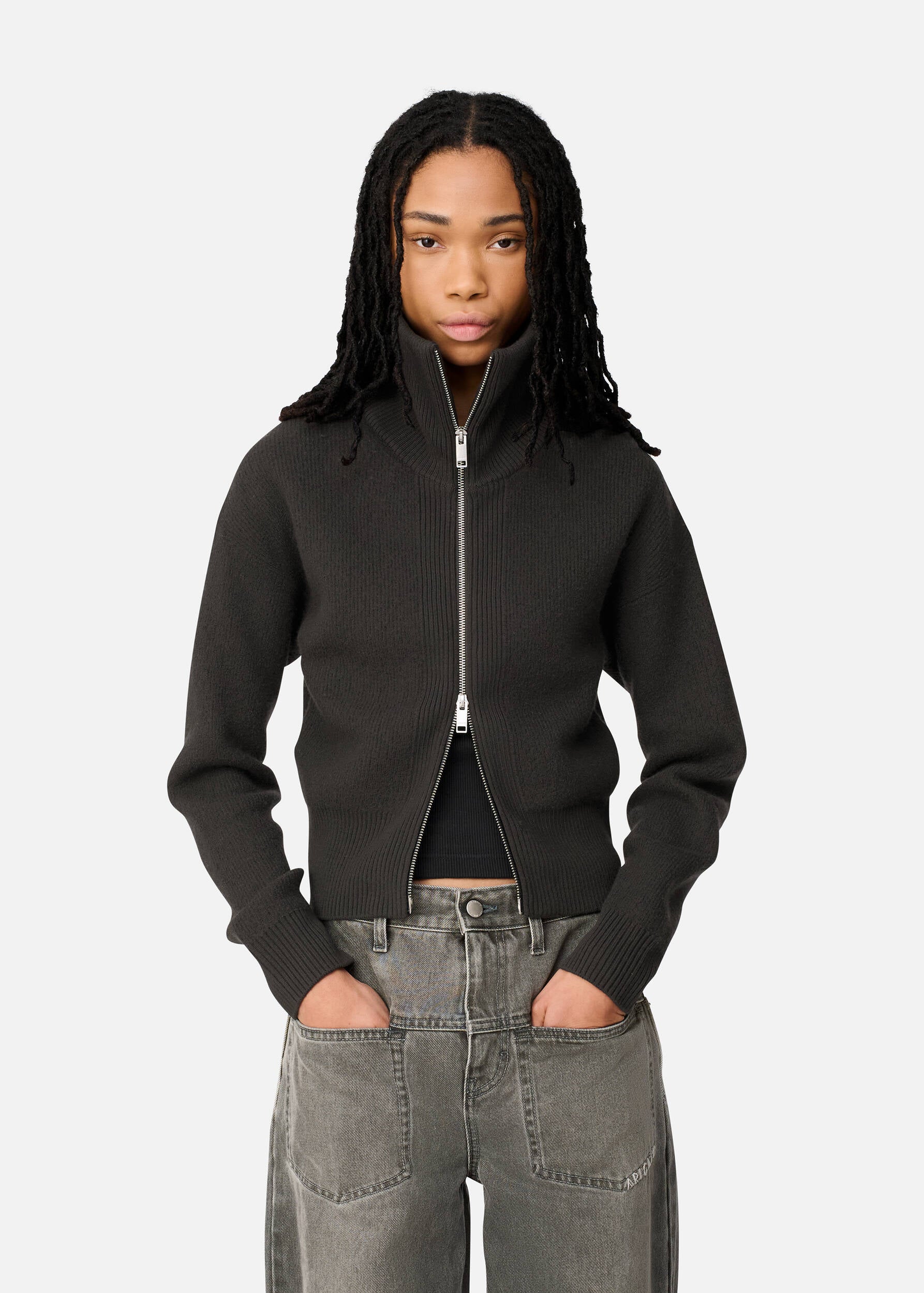 Verve Zip-Up Cardigan - Dark Grey