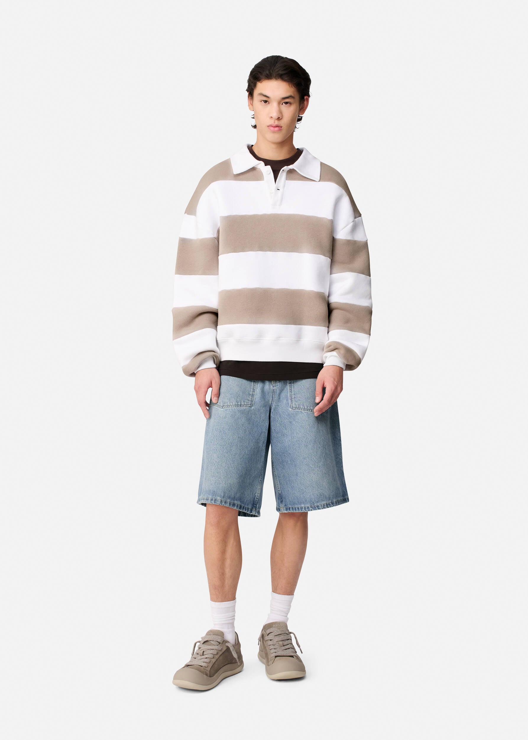 Shift Striped Sweatshirt - White/Stone