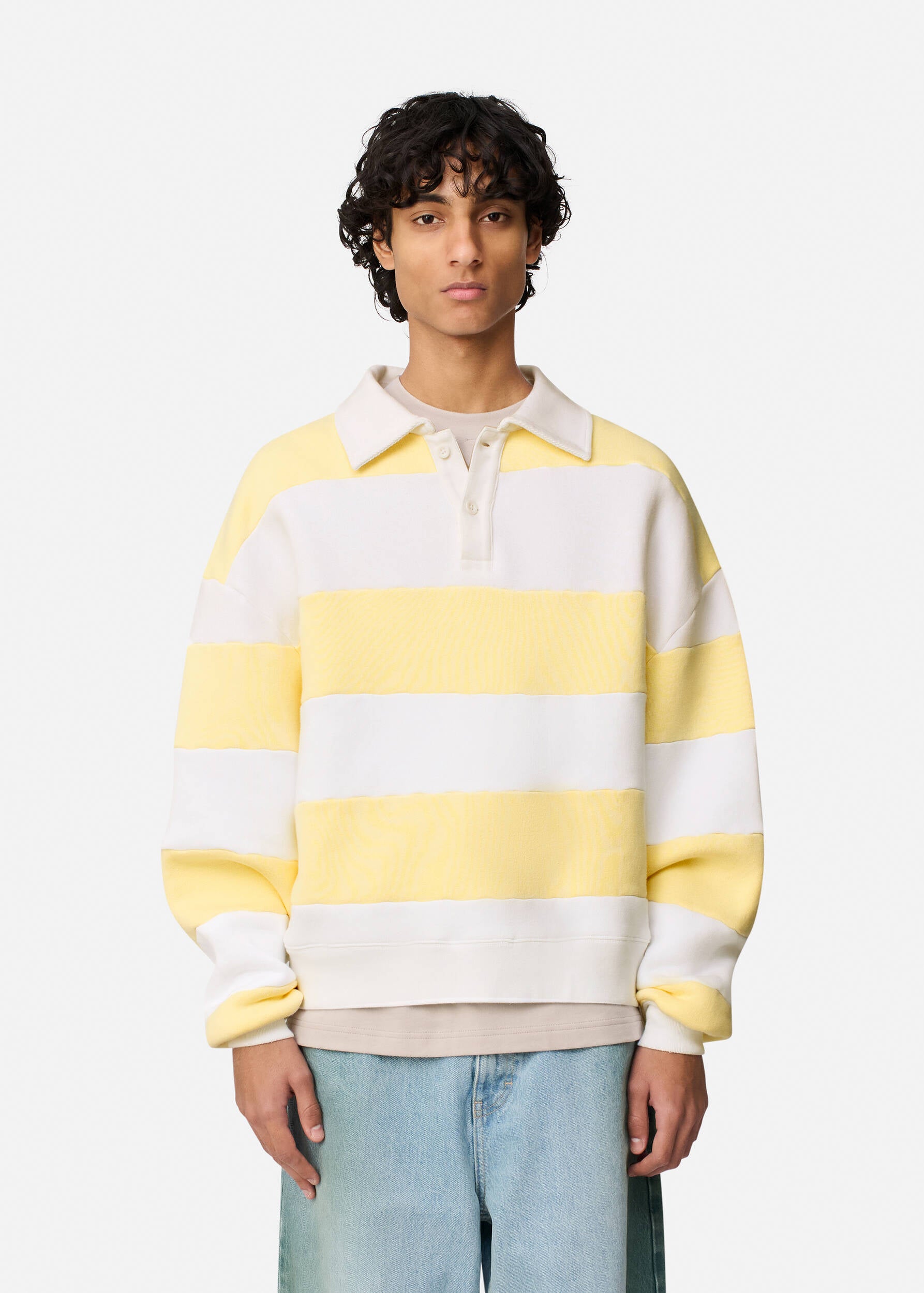 Shift Striped Sweatshirt - White/Light Yellow