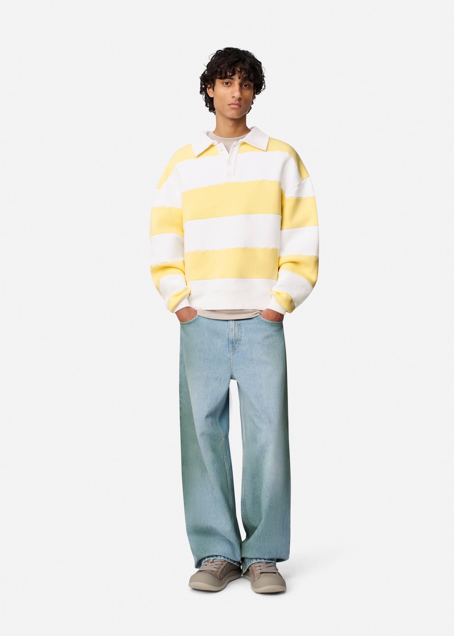 Shift Striped Sweatshirt - White/Light Yellow