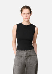 Scoop Ribbed Tank - Black