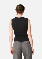 Scoop Ribbed Tank - Black