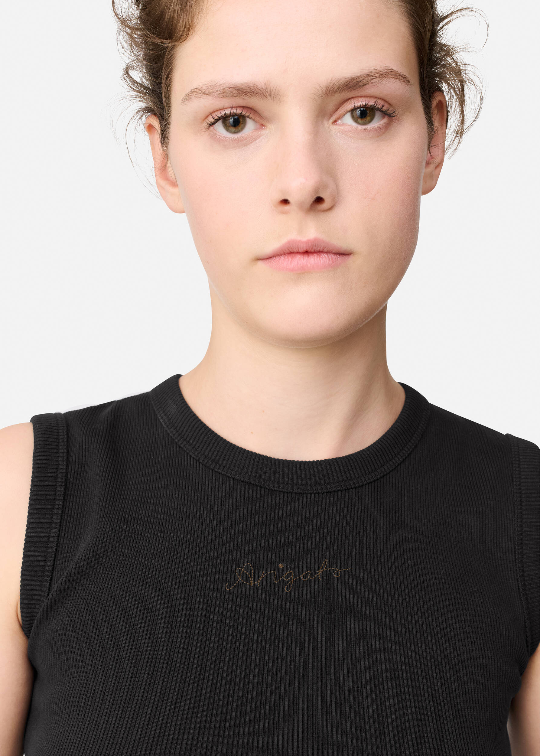 Scoop Ribbed Tank - Black