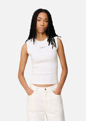 Scoop Ribbed Tank - White