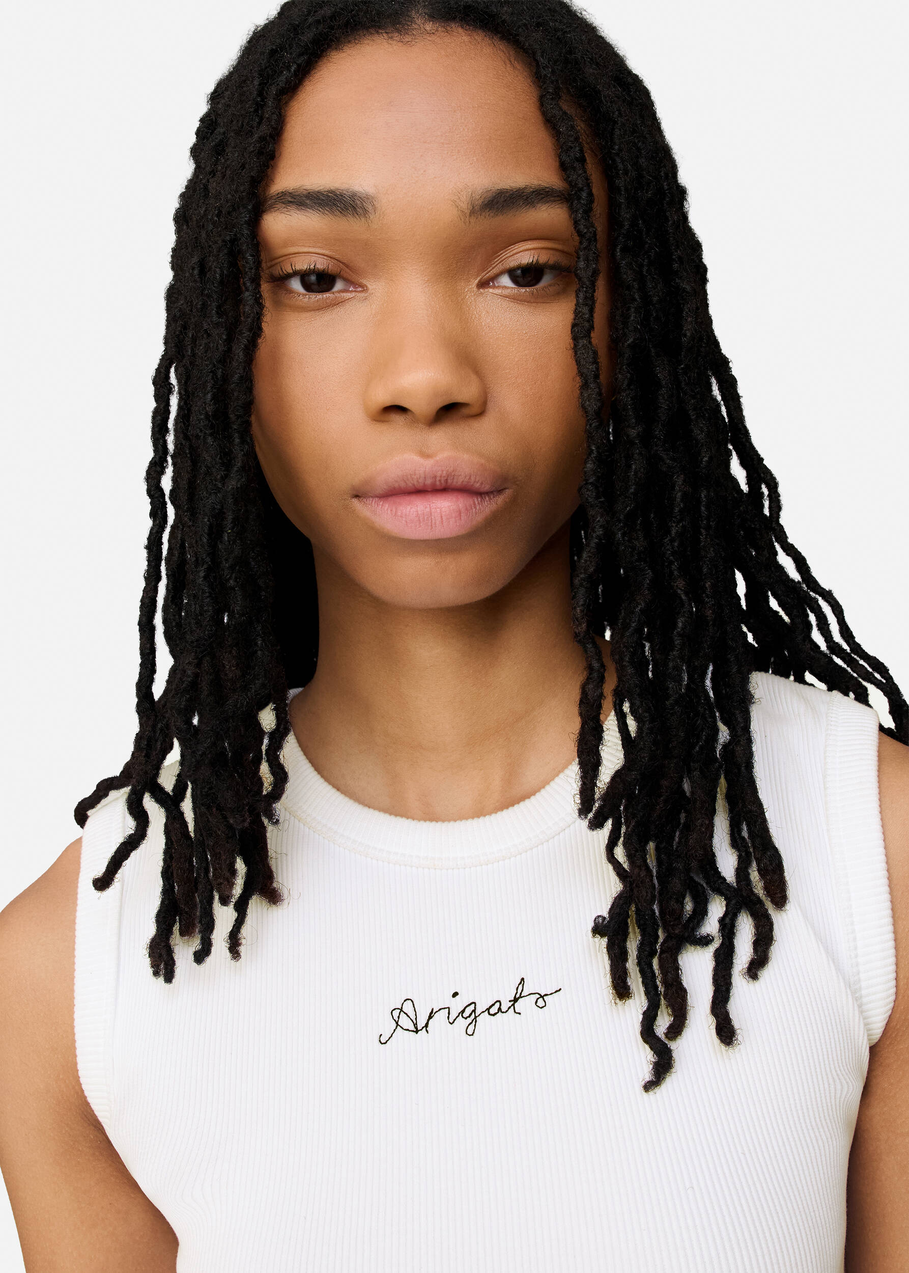 Scoop Ribbed Tank - White