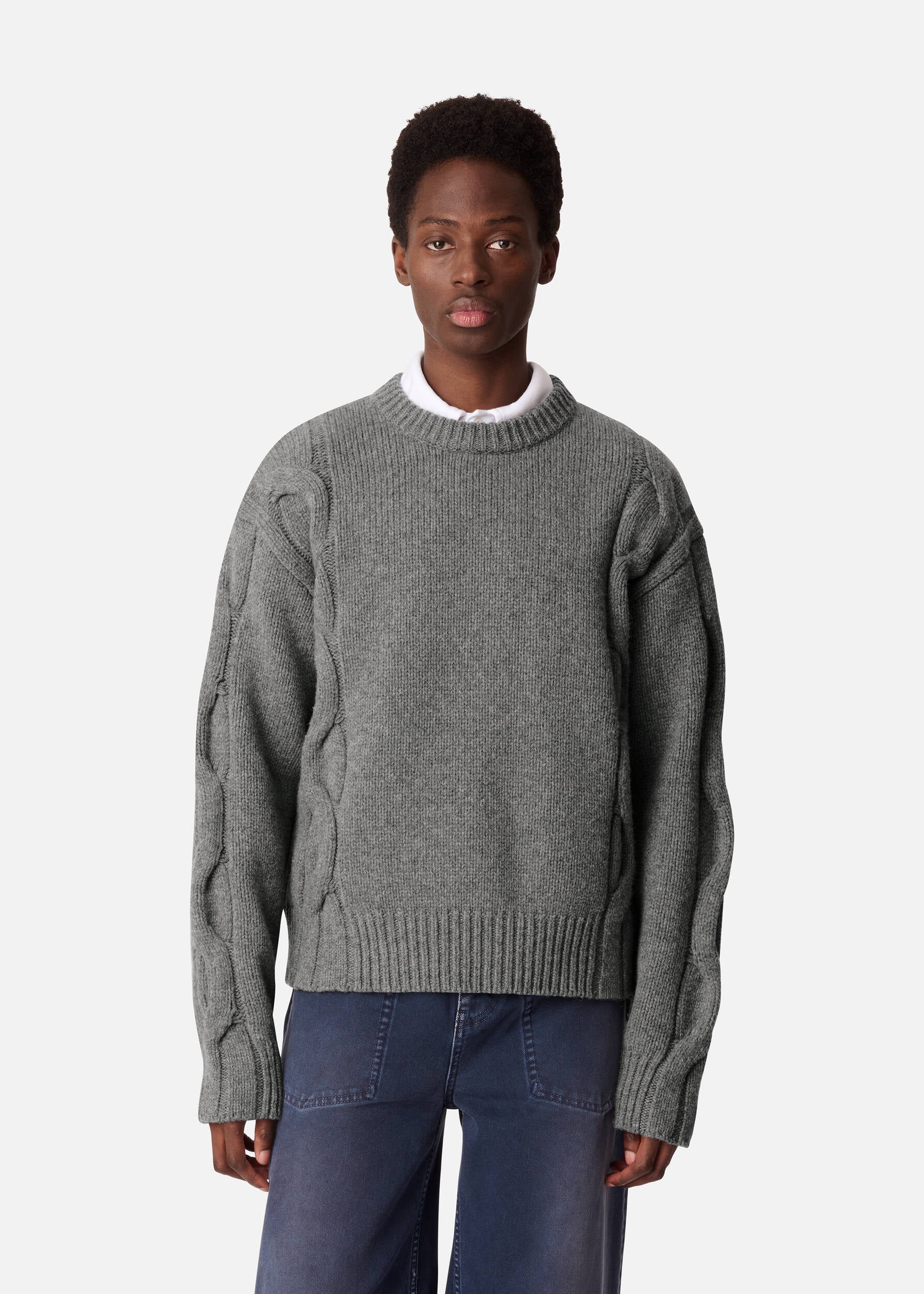 Beam Cable-Knit Sweater - Grey