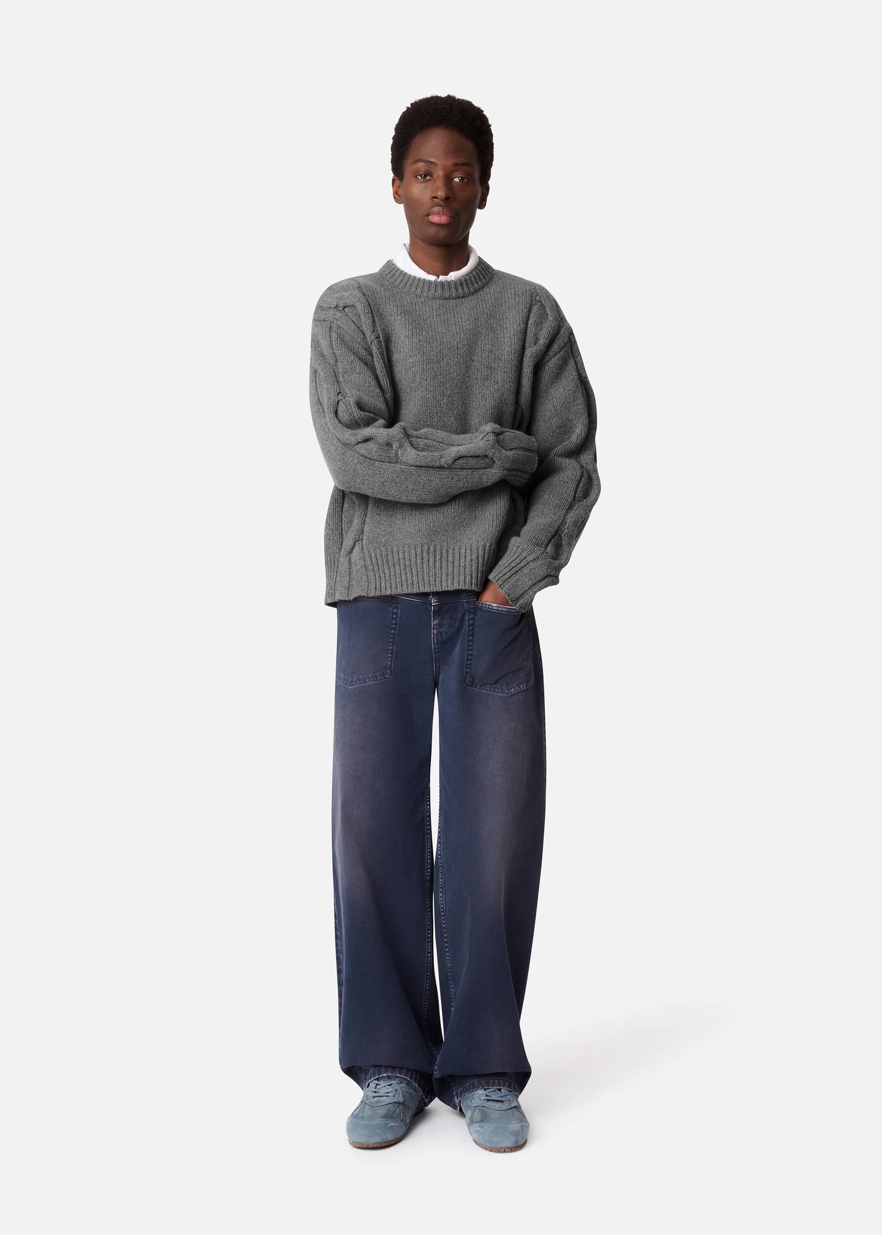 Beam Cable-Knit Sweater - Grey