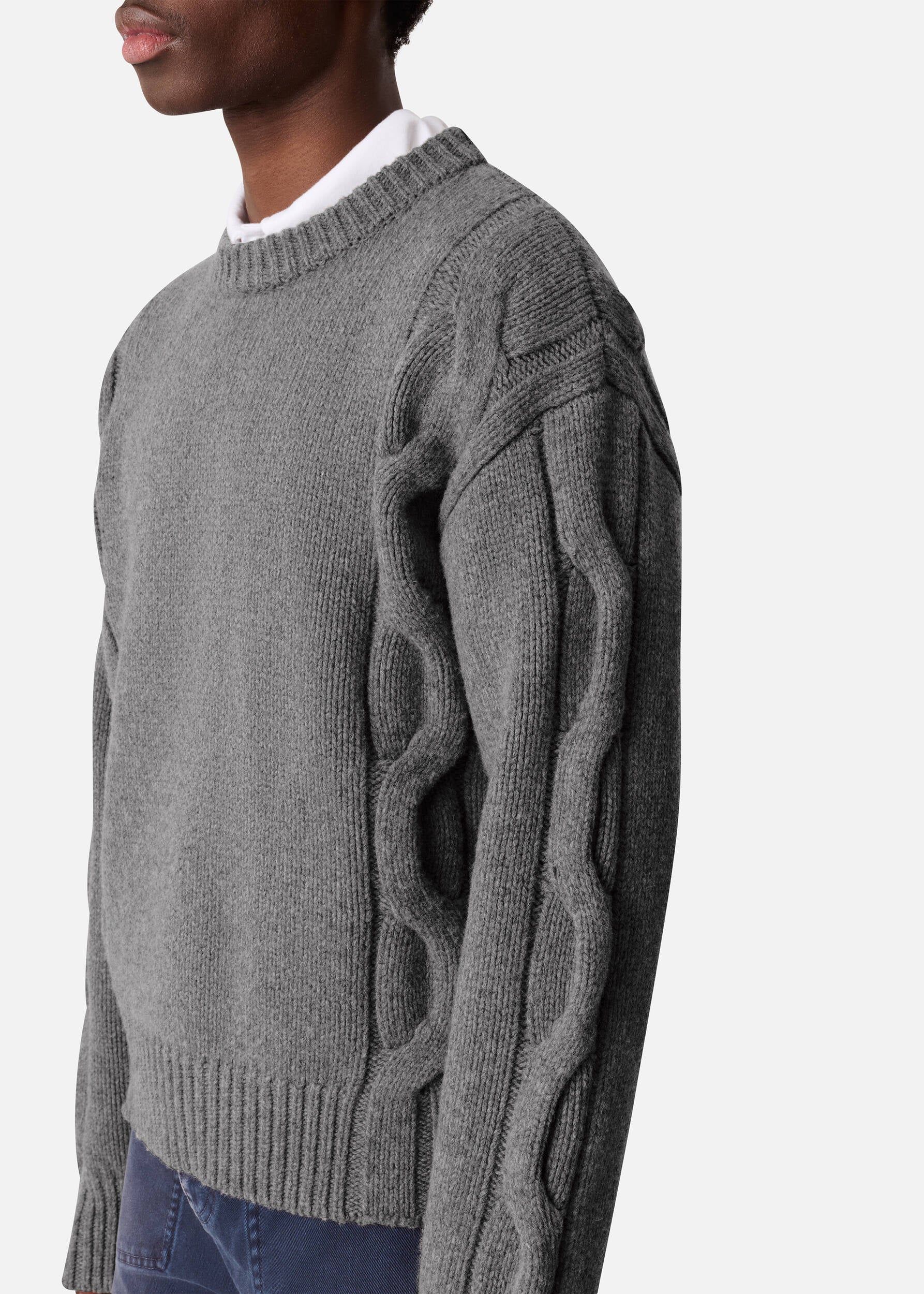 Beam Cable-Knit Sweater - Grey