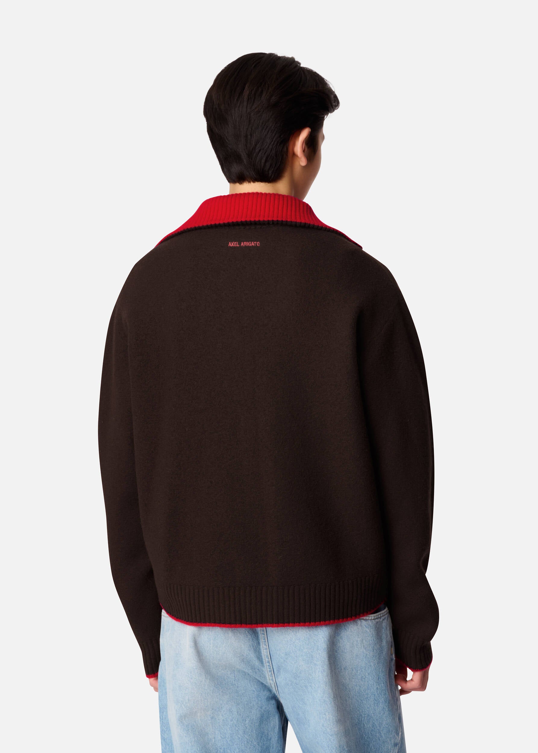 Trace Half Zip Sweater - Dark Brown/Red