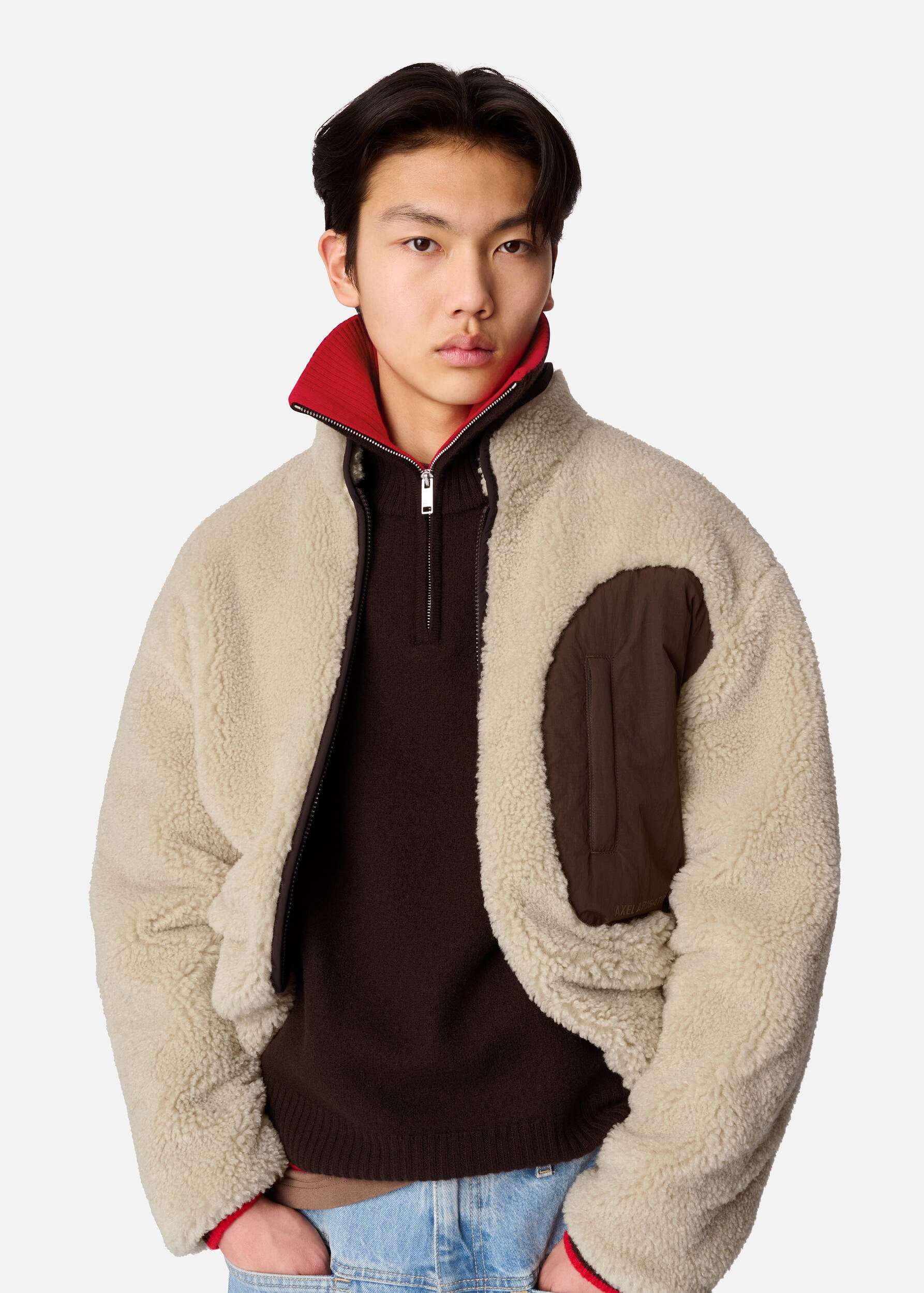 Trace Half Zip Sweater - Dark Brown/Red