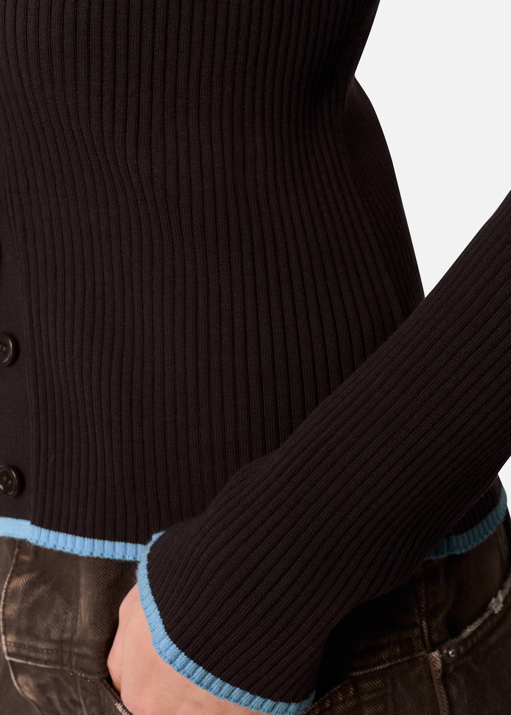 Fleur Cardigan - Dark Brown/Light Blue
