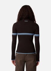 Fleur Cardigan - Dark Brown/Light Blue