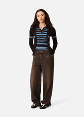 Fleur Cardigan - Dark Brown/Light Blue