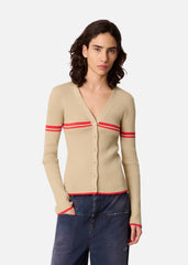 Fleur Cardigan - Beige/Red