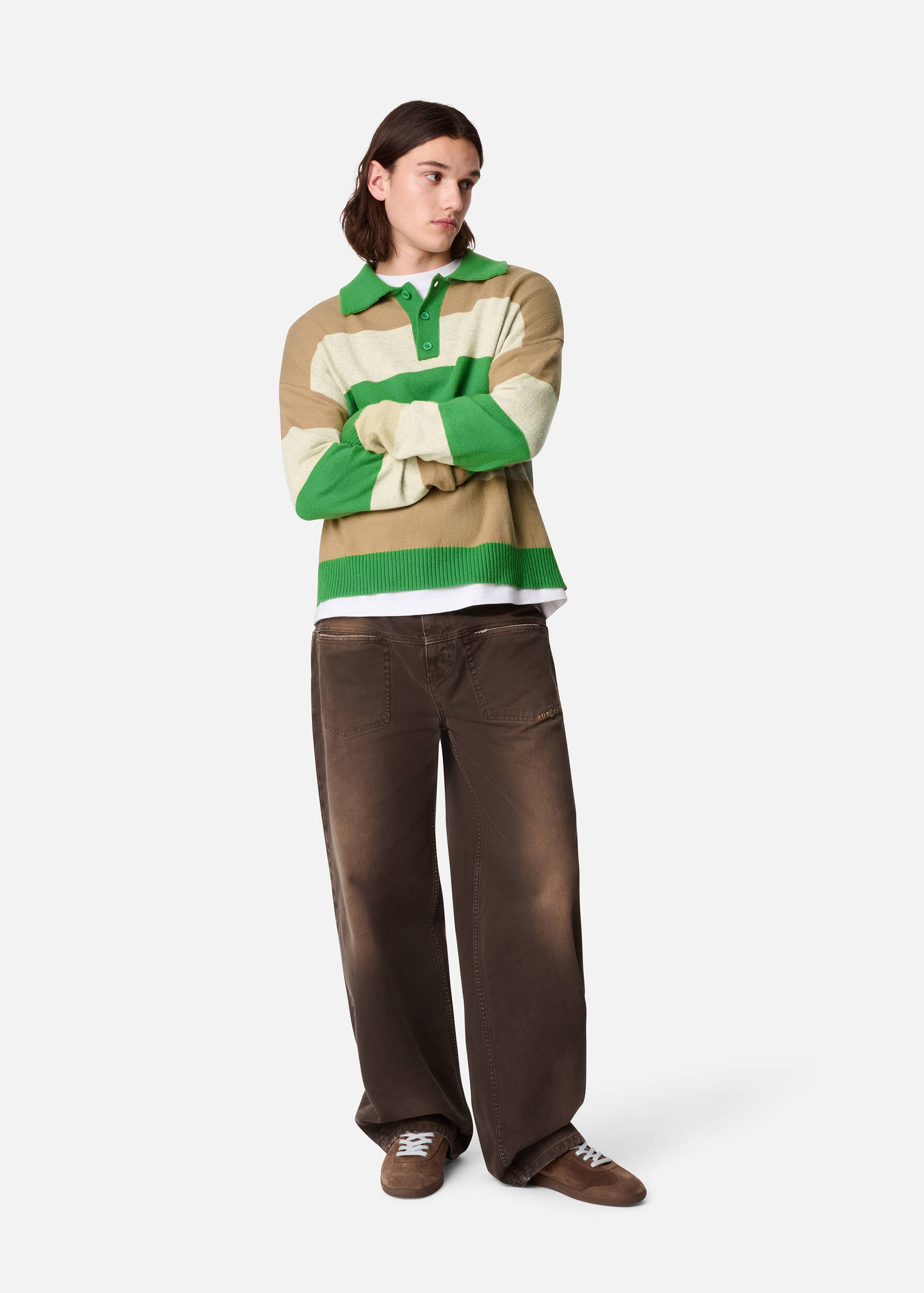 Marine Polo Sweater - Green/Beige