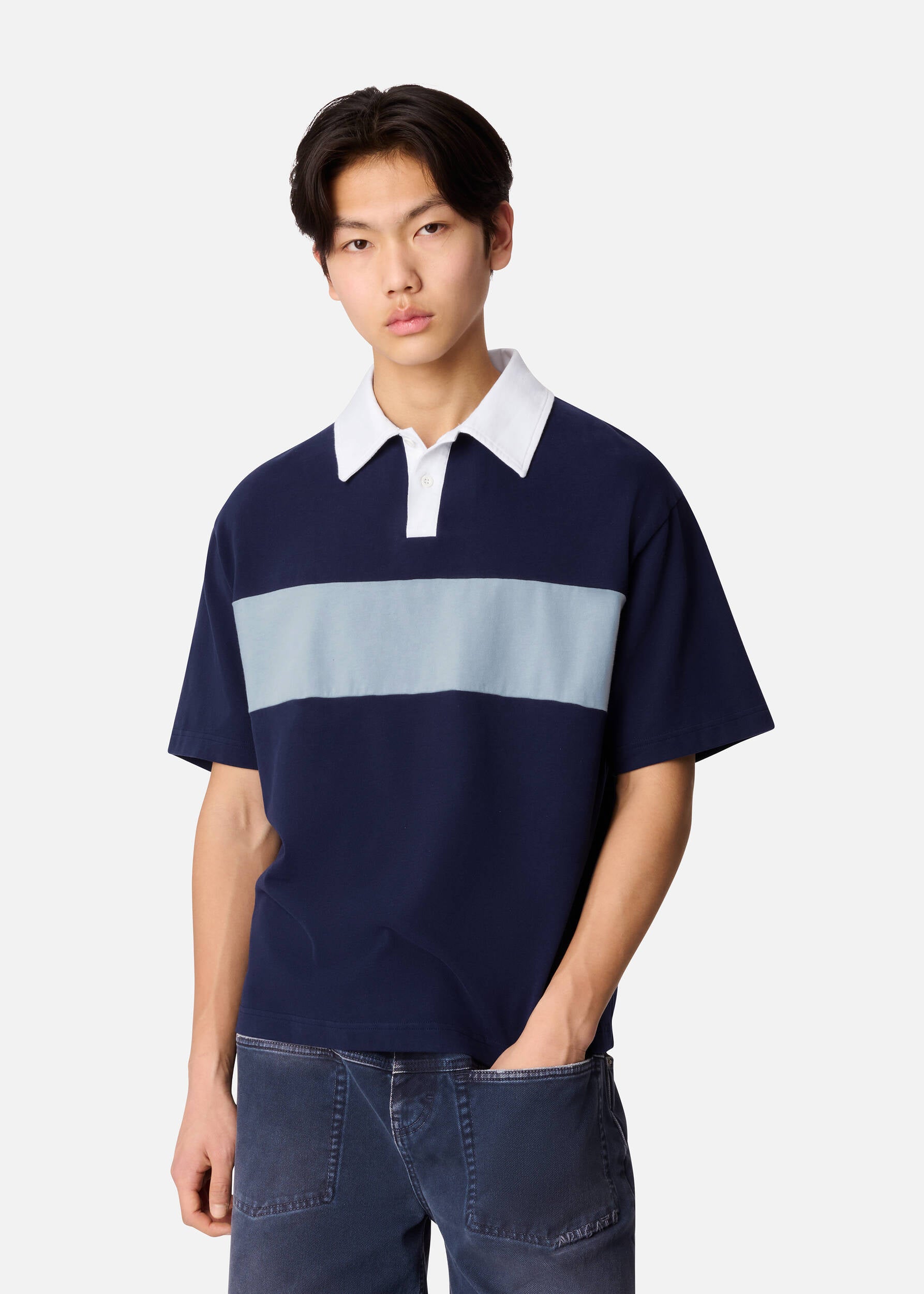 Brook Polo Shirt - Navy/Stone Blue