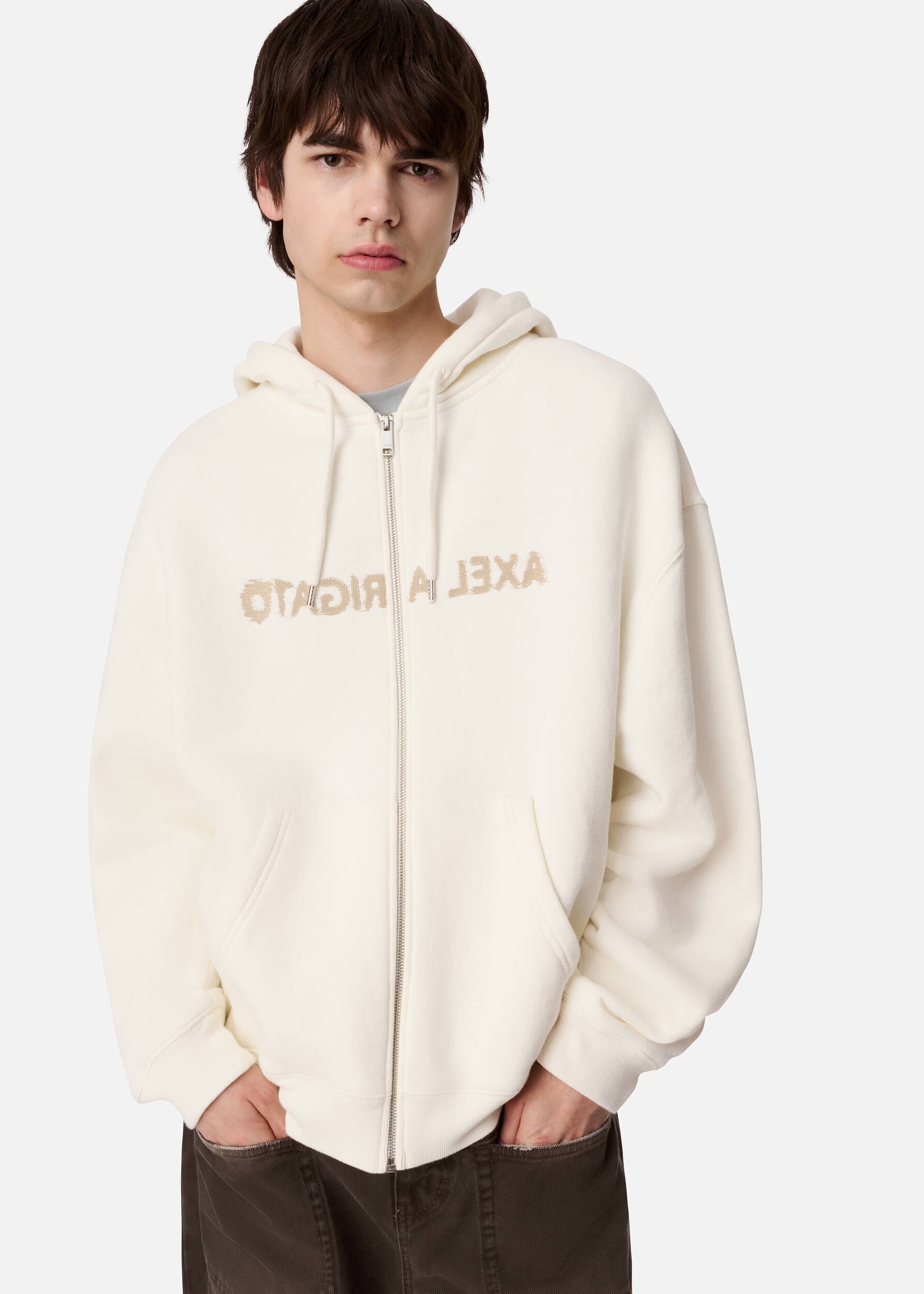 Rhys Zip Thru Hoodie - Cream