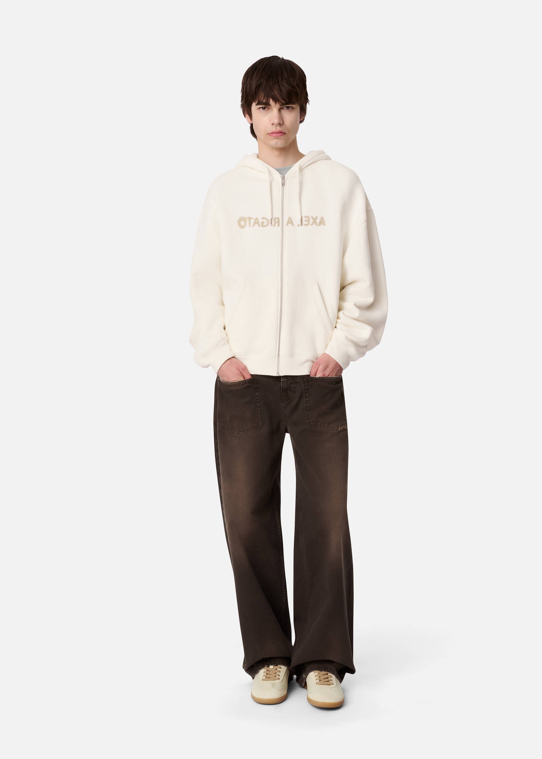 Rhys Zip Thru Hoodie - Cream