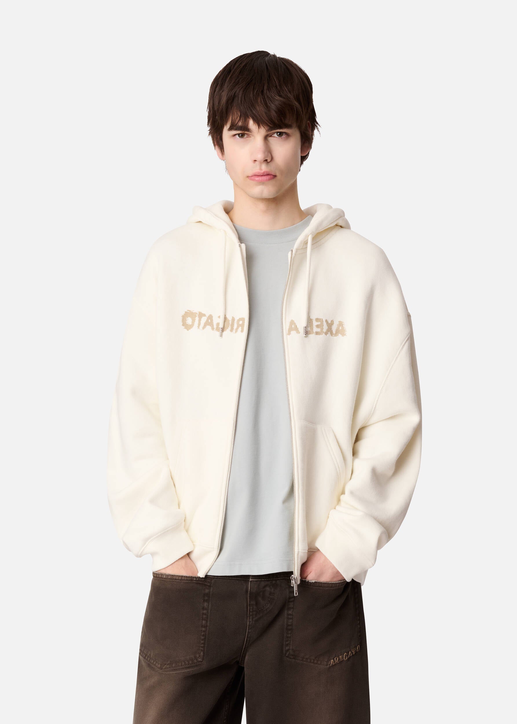 Rhys Zip Thru Hoodie - Cream