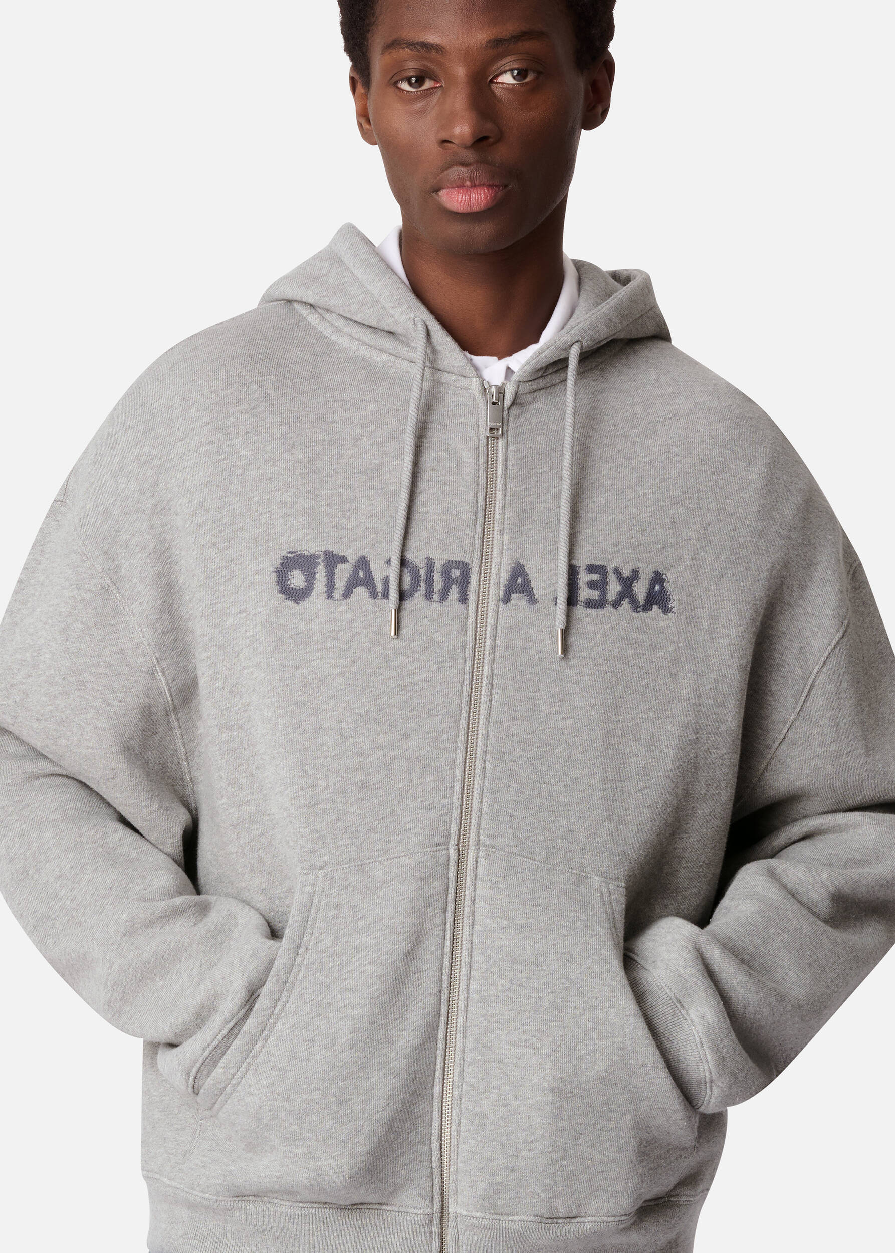Rhys Zip Thru Hoodie - Grey Melange