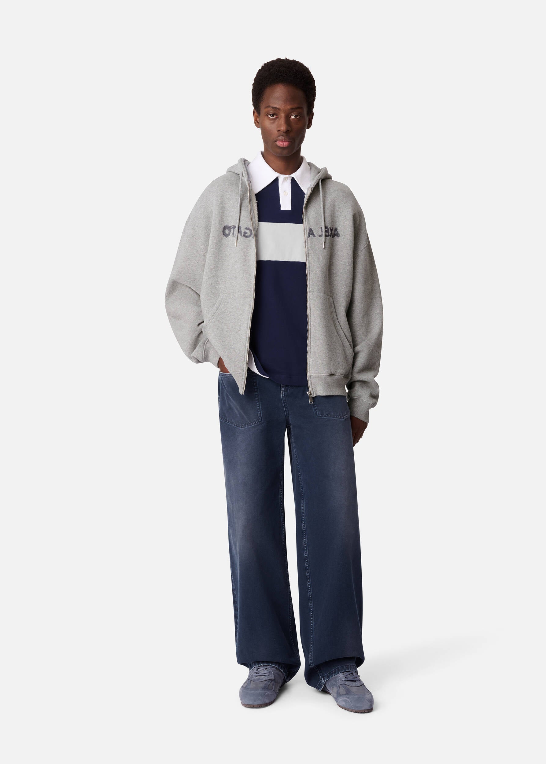 Rhys Zip Thru Hoodie - Grey Melange