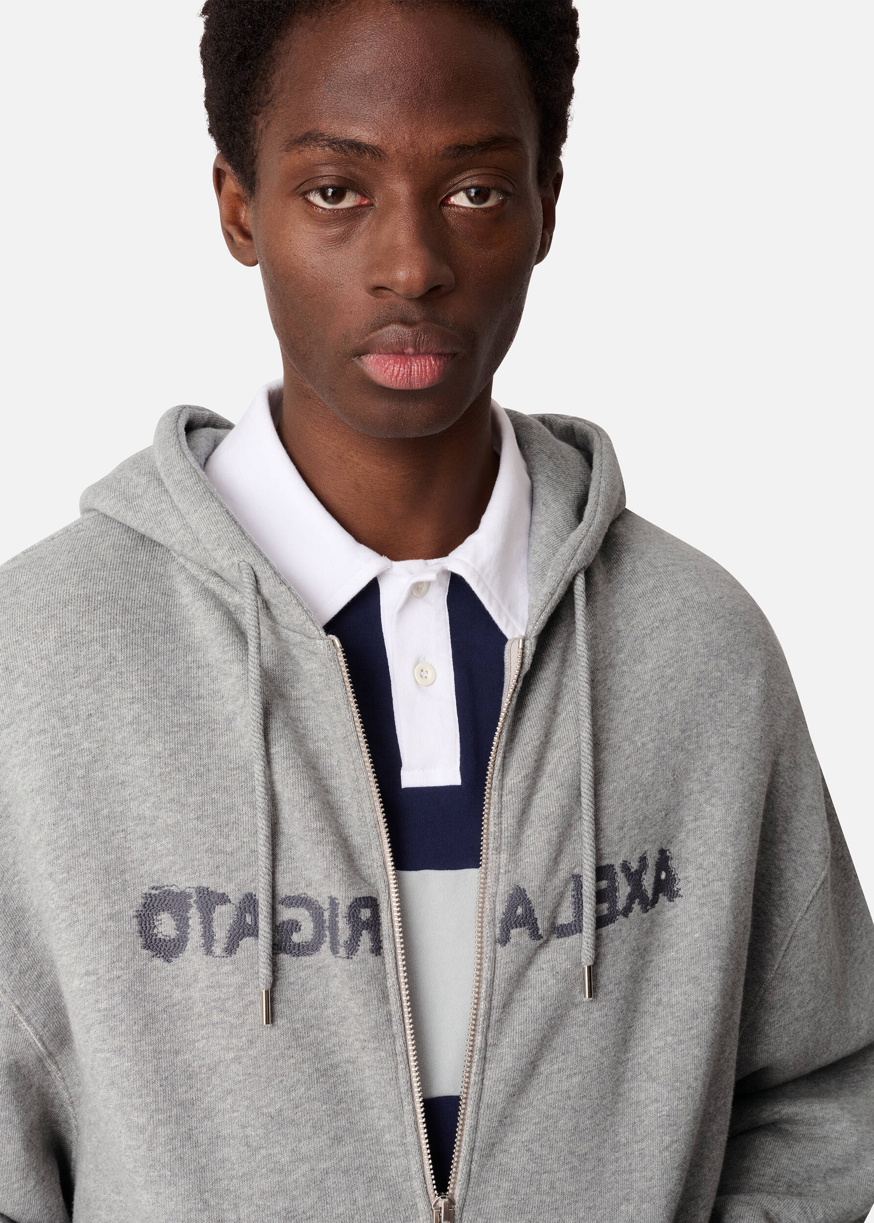 Rhys Zip Thru Hoodie - Grey Melange