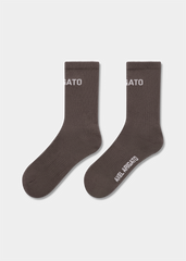 Arigato Logo Tube Socks - Coffee Brown
