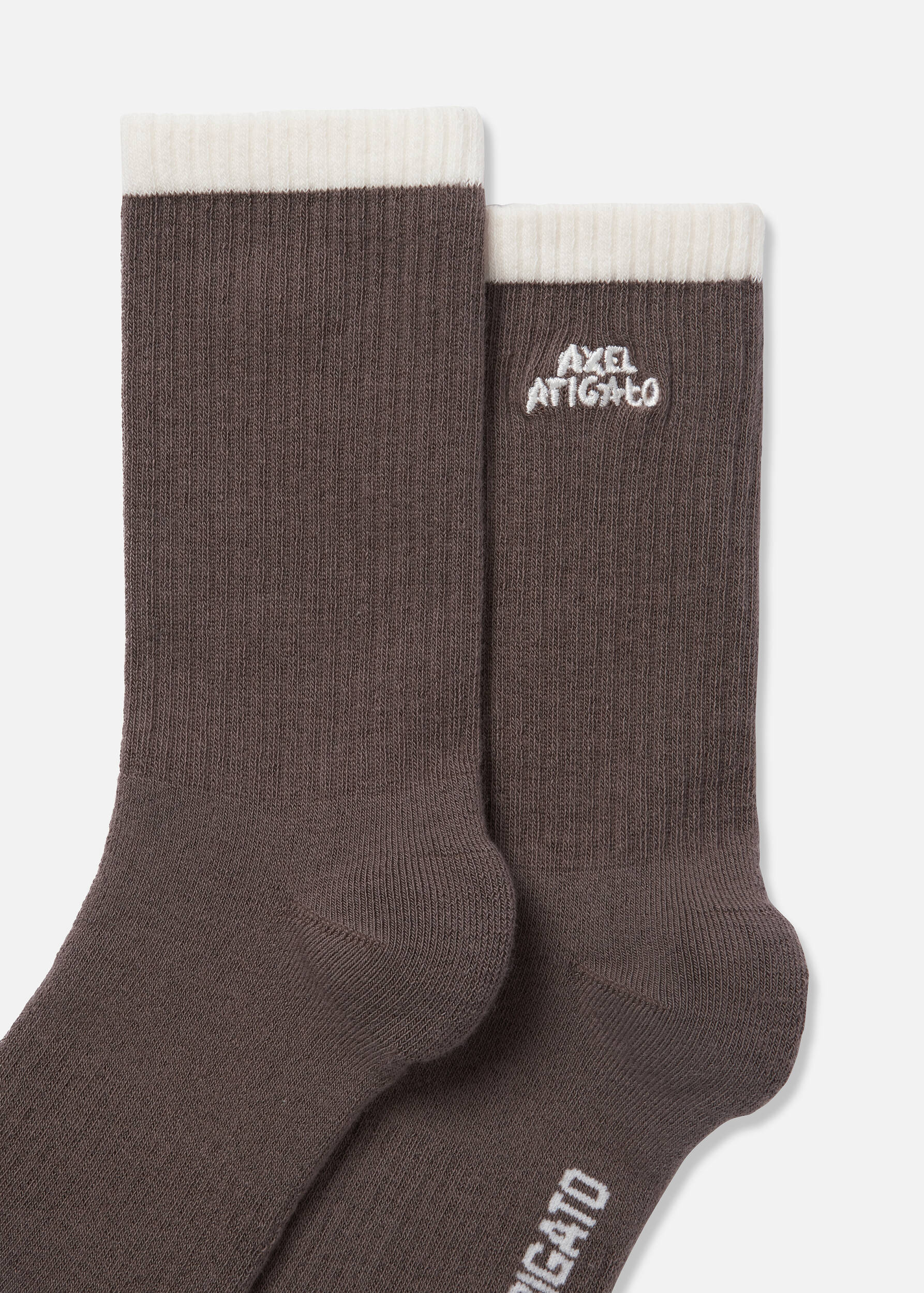Stripe Logo Socks - Coffee Brown/Cream