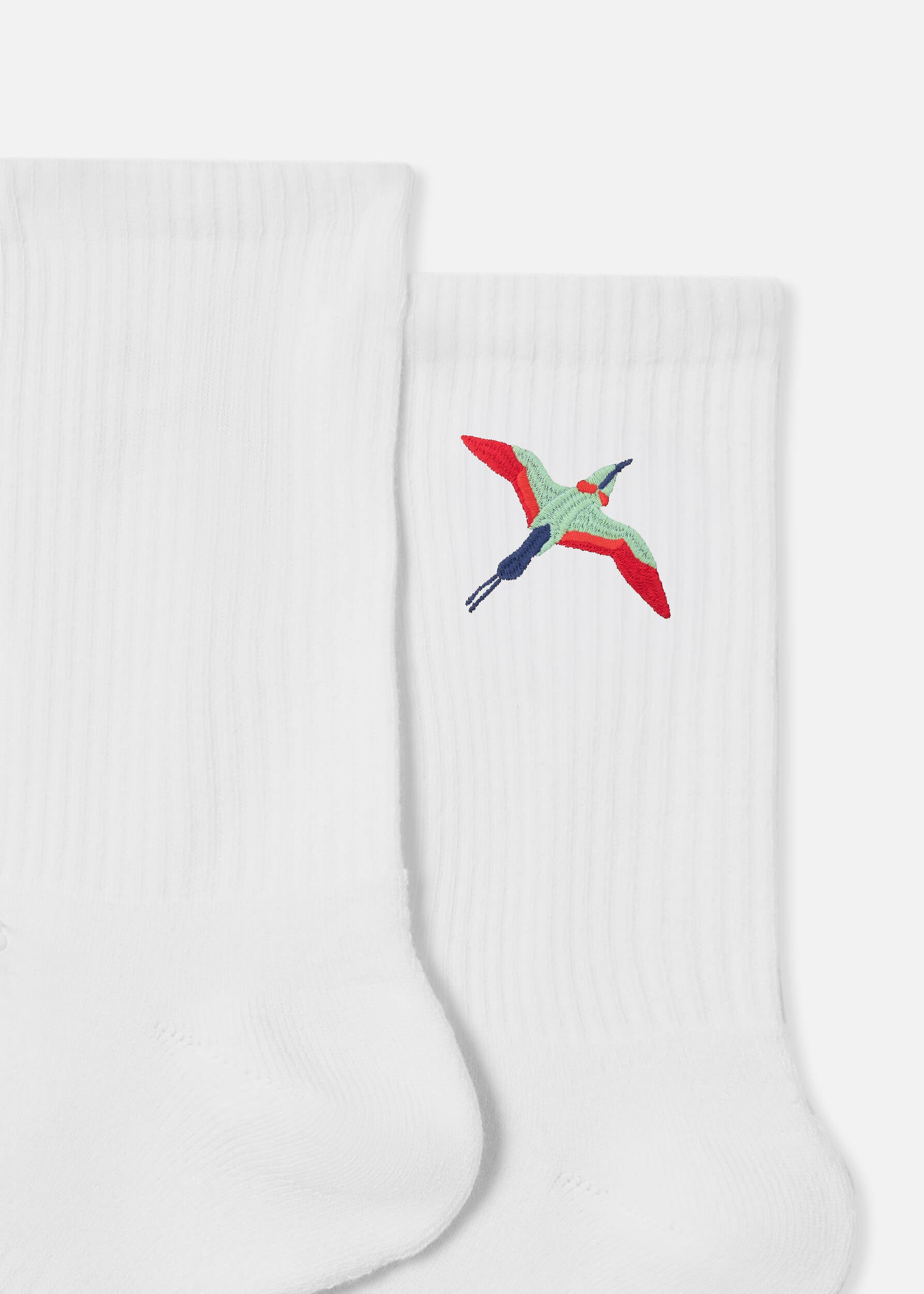 Bee Bird Tube Socks - White