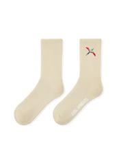 Bee Bird Tube Socks - Pale Beige