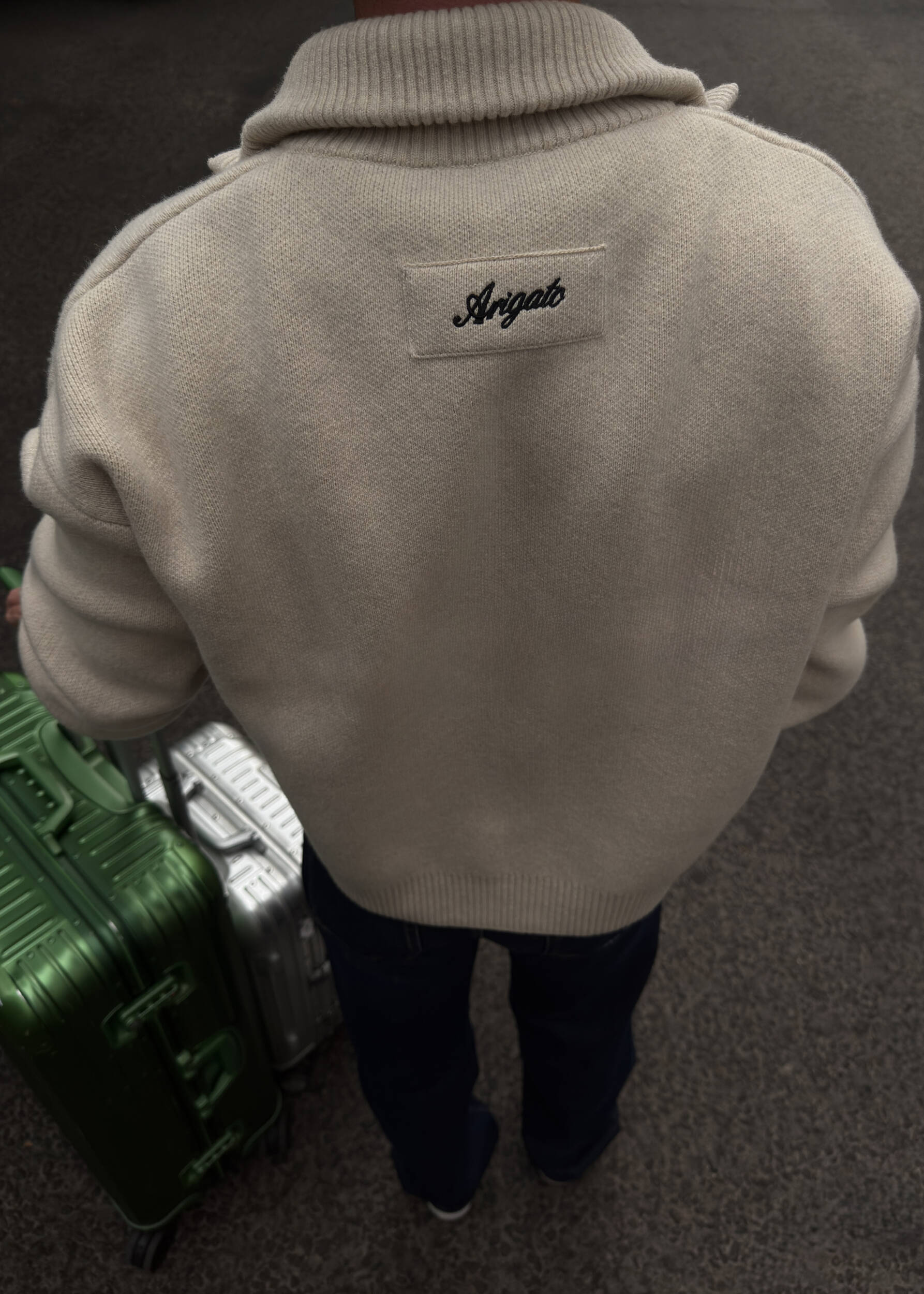 Core Zip-Up Sweater - Light Beige